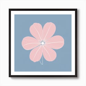 A White And Pink Flower In Minimalist Style Square Composition 233 Art Print