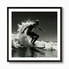 Black And White Surfer 8 Art Print