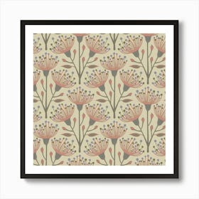 AUSTRALIAN EUCALYPTUS Floral in Earthy Soft Neutral Naturals on Beige Art Print