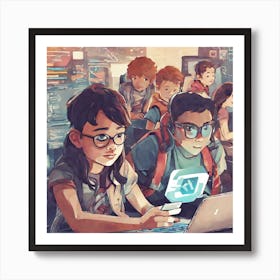 Children Using Laptops 1 Art Print