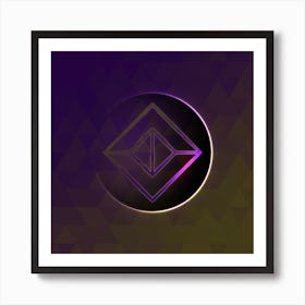 Geometric Neon Glyph on Jewel Tone Triangle Pattern 120 Art Print