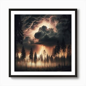 Lightning In The Forest 3 Art Print