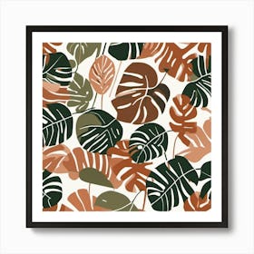 boho sage green and terrocota leafs Art Print