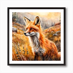 Cute Fox Portrait Painting (3) Art Print