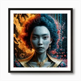 Chinese Woman With Fire Art Print