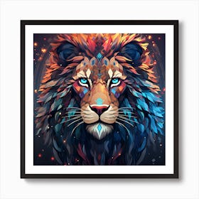 Abstract Lion Head Art Print