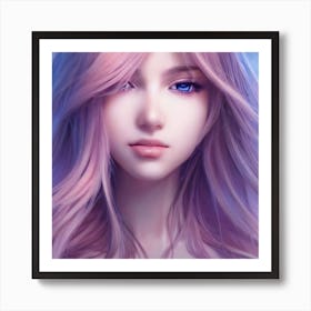 Anime Girl With Pink Hair Art Print