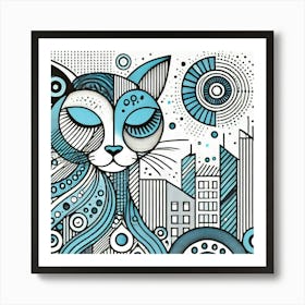 Dusty Crosswalk City Cat Art Print