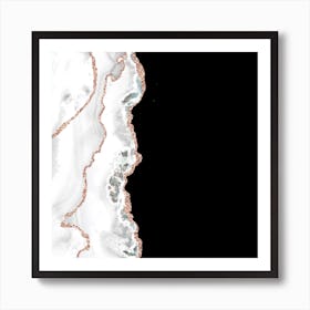 White & Rose Gold Agate Texture 04 Art Print