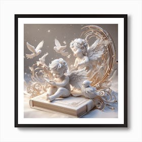 Angels On A Book 1 Art Print