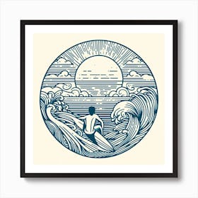 Surfer In The Ocean 1 Art Print