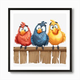 Birds On A Fence Art Print