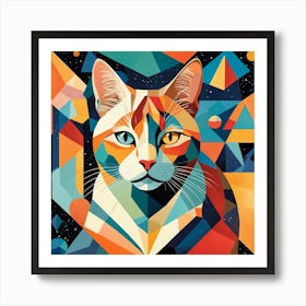 Geometric Cat Art Print