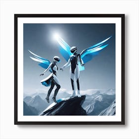 Two Angels On A Mountain 1 Art Print