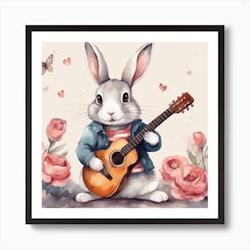 Bunny With Guitar Art Print
