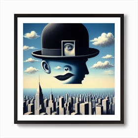 Man In A Top Hat Inspired by: René Magritte's Surrealist Masterpieces Art Print