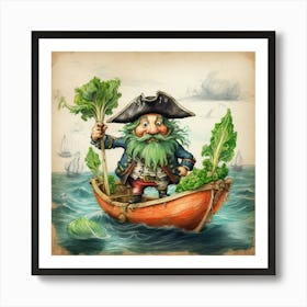 Pirate In A Boat Art Print