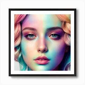 Young Woman With Colorful Makeup 1 Art Print