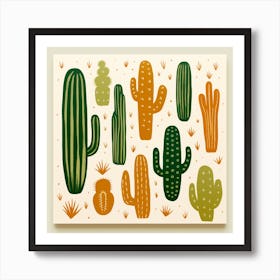 Rizwanakhan Simple Abstract Cactus Non Uniform Shapes Petrol 76 Art Print