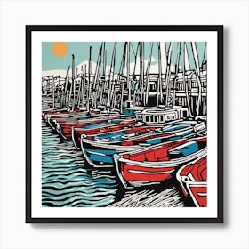 Boats In Harbour 1 Art Print