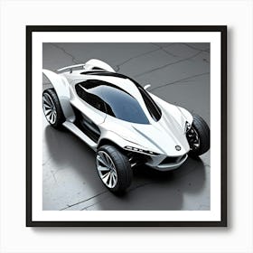 Futuristic Car Monochrome Cubism Style Art Print