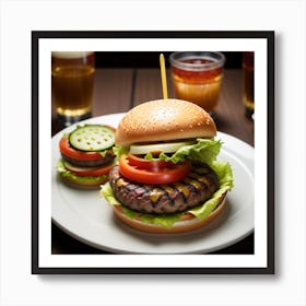 Hamburger And Beer 6 Art Print