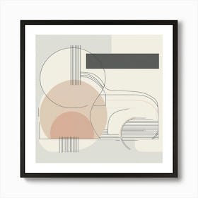 Abstract Geometric Line Art: Soft Shapes and Neutral Colors Featuring a Car Silhouette Art Print