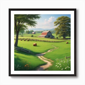 Hay Bales In The Field Art Print