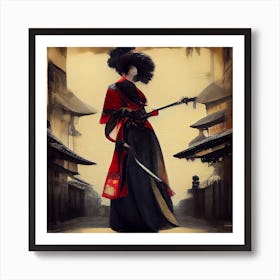 Myeera Japanese Geisha Holding A Samurai Sword Katana Elven Tem D09d2554 8a97 4021 9ef0 44a7e5198928 Art Print