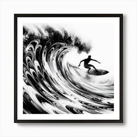 Black And White Surfer 5 Art Print