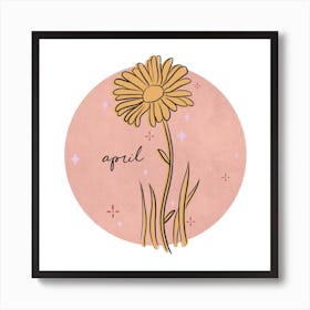 April Birth Flower Square Art Print