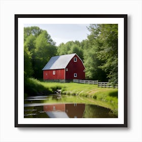 Red Barn In The Woods 4 Art Print