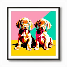 Vizsla Pups , This Contemporary art brings POP Art and Flat Vector Art Together, Colorful Art, Animal Art, Home Decor, Kids Room Decor, Puppy Bank - 138th Art Print