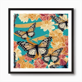 Butterflies And Flowers 10 Art Print