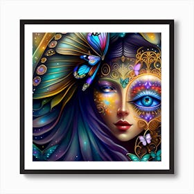 Mystical Woman With Butterfly Wings Art Print