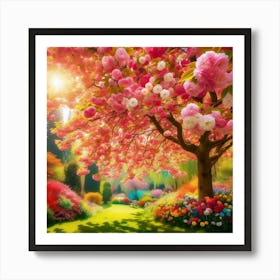 Cherry Blossoms In The Garden Art Print