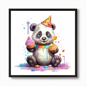 Panda Bear Birthday Cake Art Print