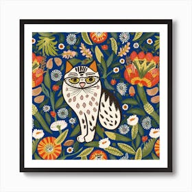 William Morris Inspired Cats Collection Art Print Art Print