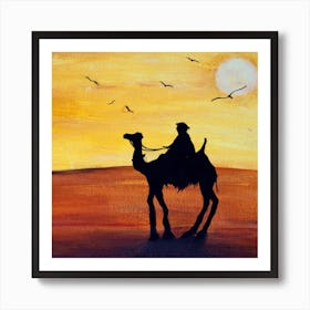 Camel At Sunset Art Print