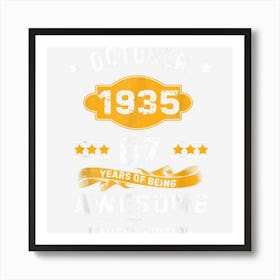 87 Year Old Gifts October 1935 Limited Edition 87th Birthday Art Print