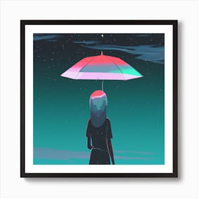 Girl With Umbrella Art Print