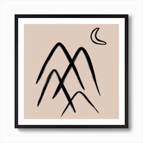 The Mountains Square Line Art Print
