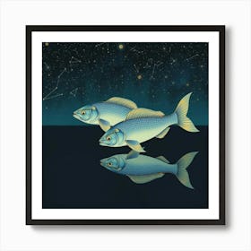 Two Fish In The Night Sky 1 Art Print