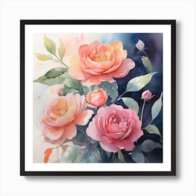 Watercolor Peonies Art Print