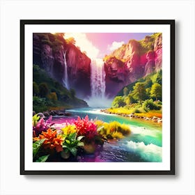 Waterfall In The Forest 3 Art Print