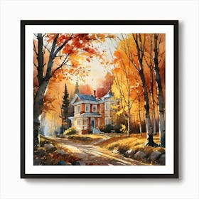 Autumn House In The Woods Art Print