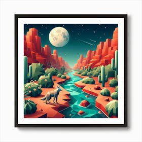 Low Poly Desert Landscape 2 Art Print