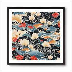Japanese Inspired Flower Art Flow Art Print