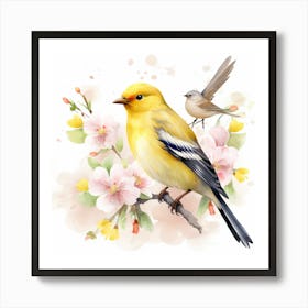 Yellow Finch Painting American Goldfinch Mother's Day Art Print