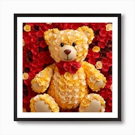 Teddy Bear With Roses 11 Art Print